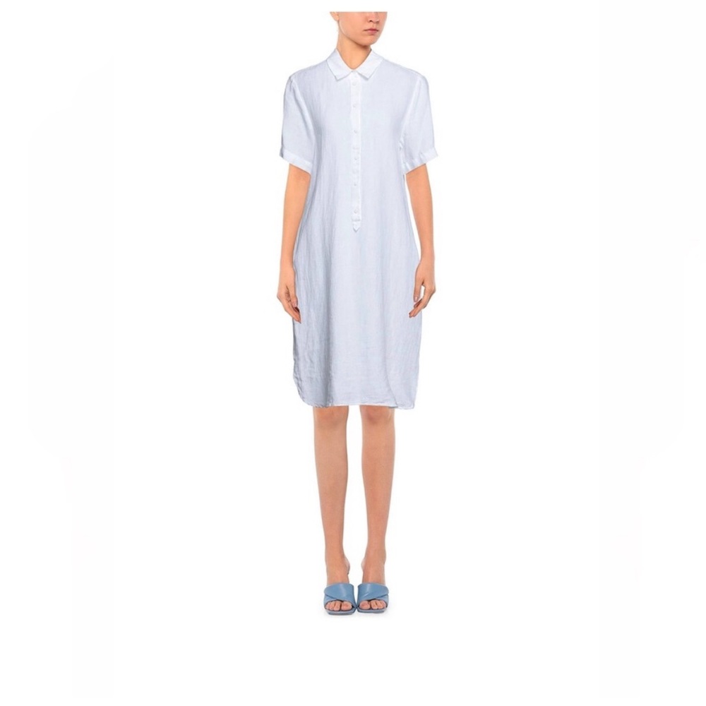 120% Lino linen white shirt dress